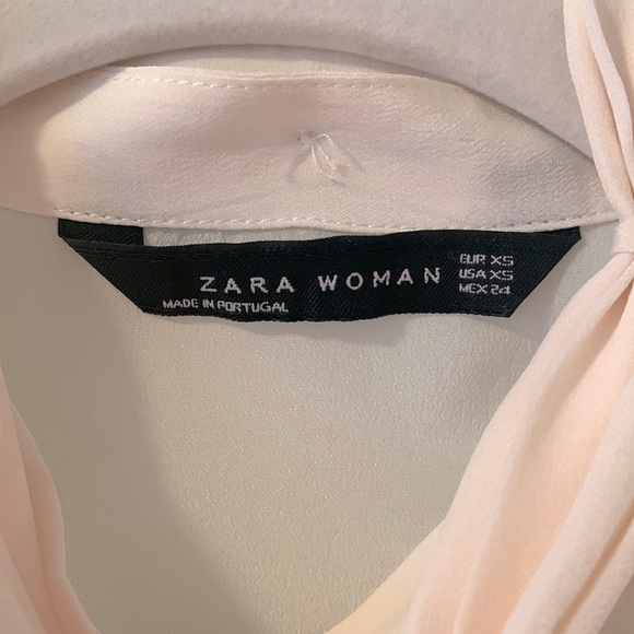 ZARA 100% Mulberry Silk Blouse with Neck Tie Attached Size XS NWOT - Picture 4 of 7